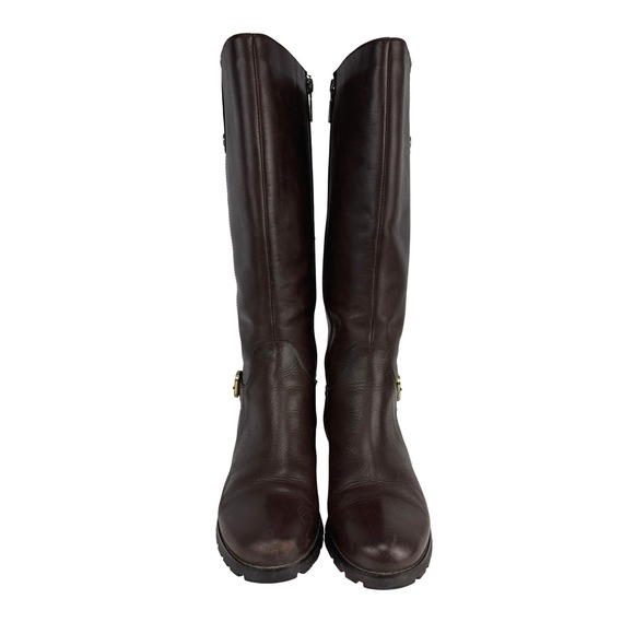 BLONDO Aqua Protect Block Heel Knee-High Chocolate Brown Leather Riding Boots 7M - Picture 2 of 12